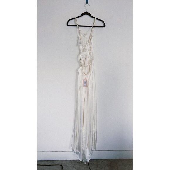 Cult Gaia Silk Salee open-back gown white US8 - Picture 7 of 12
